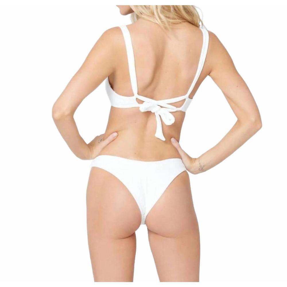 NEW L*SPACE pointelle rib camellia bikini top in white - Picture 3 of 5